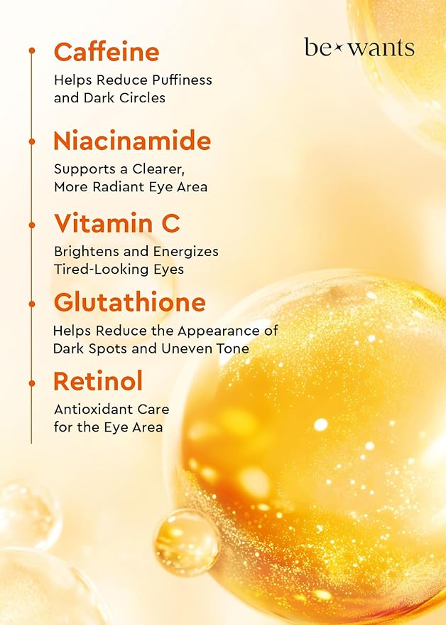 Bewants Hydrogel Eye Patches with Deep Toning Glutathione | 60 Patches | Under Eye Patches for Brightening and Radiance | Caffine & Niacinamide Eye Mask Patches | Korean Skincare