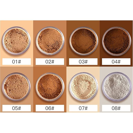 MAEPEOR Matte Setting Loose Powder 8 Colors Smooth and Lightweight Face Powder for Brightening and Setting Makeup with Face Puff (04 Valley)