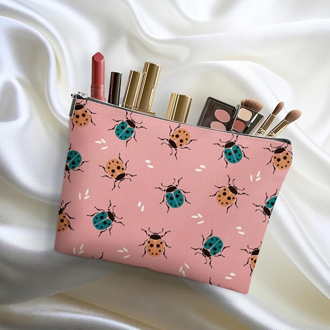 Beetle Insect Makeup Bag Insect Lovers Gifts Cosmetic Bag Beetle Themed Gifts for Women Girls Friend Daughter Entomologist Gift Travel Organizer Zipper Pouch Graduation Birthday Friendship Gifts