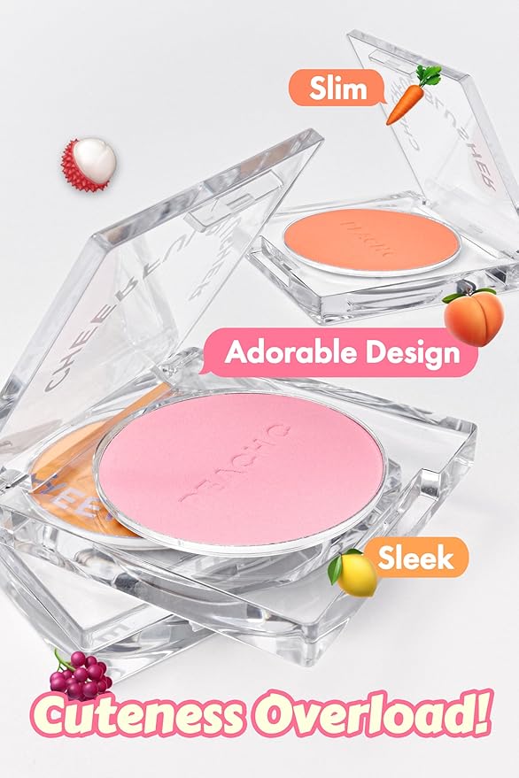 PEACH C Cheerful Blusher | Lavender Purple Blush for Cheeks | Korean Makeup Creamy Powder | Fine Pigmented | Compact Make Up 0.14 Oz. (05 Mulberryful)