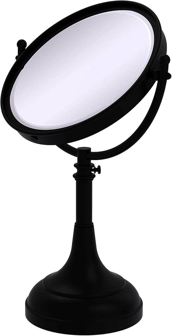 Allied Brass DM-1/3X Height Adjustable 8 Inch Vanity Top 3X Magnification Make-Up Mirror, Matte Black