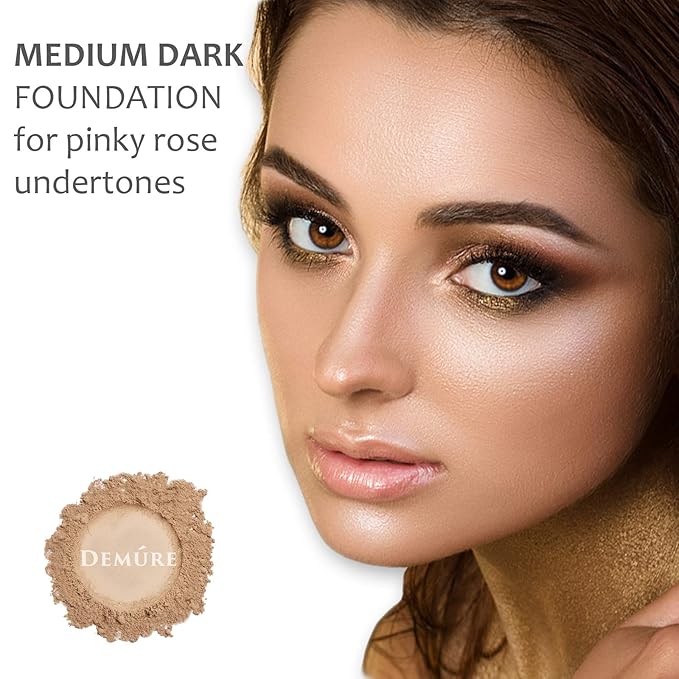 Demure Mineral Make Up, Medium Dark Mineral Foundation Makeup, Concealer Makeup, Natural Makeup Made with Pure Crushed Minerals, Loose Face Powder. Demure Mineral Makeup