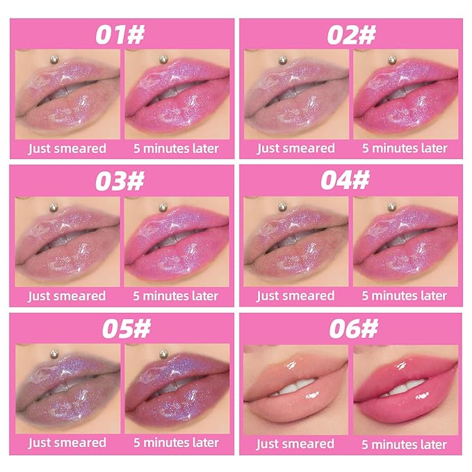 Magic Color Changing Moisturizing Lip Glow Oil Plumping Glimmer Glow Lipstick, Hydrating Lip Gloss Lip Care, Long Lasting Non-sticky Fresh Texture Lip Oil (Color Changing 04)