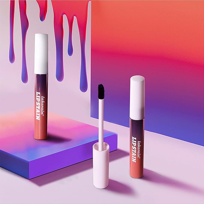 3Pcs Peel Off Lip Stain Lip Tint Set, Langlebiger Peel Off Matter Lipgloss,Matte Liquid Lippenstift Nude Lip Gloss Wasserdichter Lip Tint Fleck Antihaft Cup Peel Off Lippenstift für Frauen