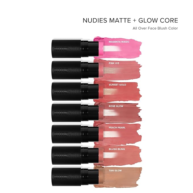 Nudies Matte + Glow Core All Over Face Blush Color - Rose Glow