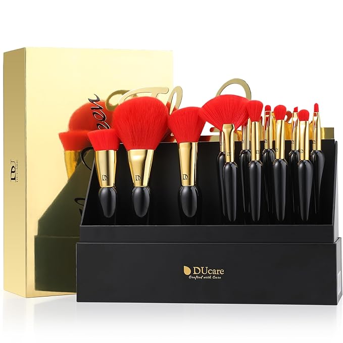 DUcare Makeup Brushes 12Pcs The Queen Series Makeup Brush set Premium Gifts Kabuki Foundation Blending Face Powder Blush Concealers Eye Shadows Brushes