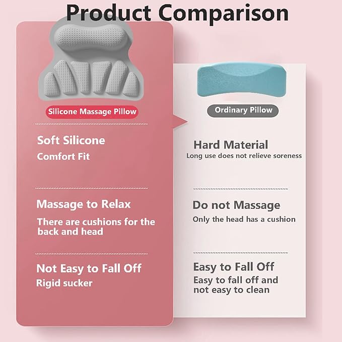Bath Silicone Pillow Luxury Bathtub Pillow with Non-Slip Suction Cup (Gray)