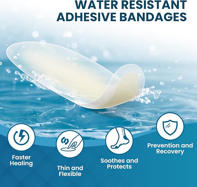 Gel Blister Bandages - 21 PCS Hydrocolloid Bandages for Feet, Companion for Insoles & Shoe Inserts Water-Resistant Adhesive Cushions for Heel, Toes & Foot. Blister Prevention & Recovery (Spot Pack)