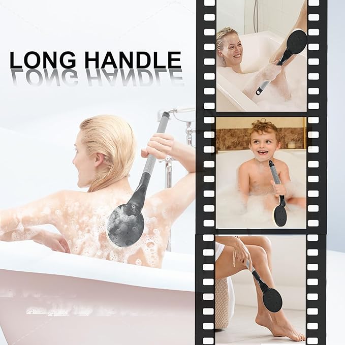 Back Scrubber for Shower,21.7" Long Handle Shower Brush for Body to Clean Dirt,Back Brush for Shower Men,Women