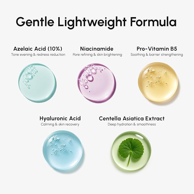 MAREE 10% Azelaic Acid Face Serum - Redness Soothing Hydrating Serum with Niacinamide, Centella Asiatica & Hyaluronic Acid - Relief Serums for Face & Body - Azalecic Acid Skin Facial - Acido Azelaico