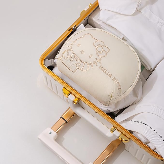 AmBealla Small Cosmetic Bag Portable Storage Bag for Women,Cute Compact Makeup Bag for Keys and Phone, White Cotton Embroidered Organizer with Wristband,Portable Travel Bag for Girls