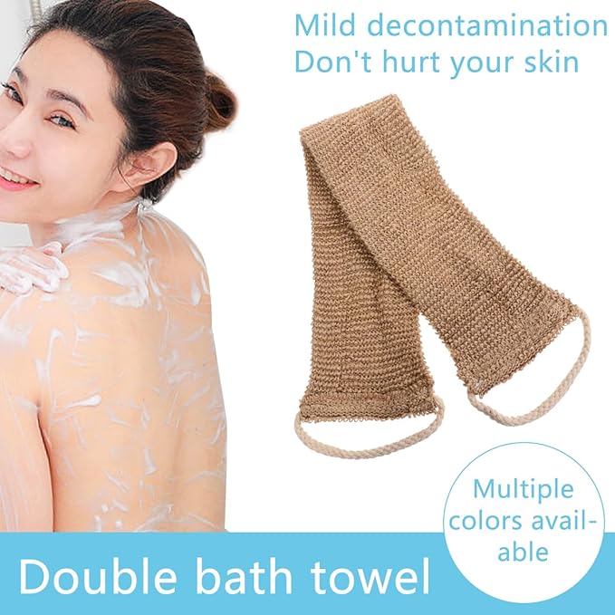 2pcs Ramie Back Strip Gloves Massage Towels Bath Scrubber for Body Cleaning Scrubber Bath Sponges for Shower Cleaning Towels Deep Clean Body Brush Plant Brown Bath Towel Spa