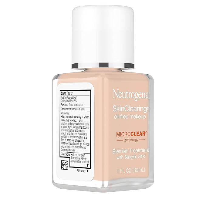 Neutrogena SkinClearing Oil-Free Makeup, Soft Beige 50, 1 Fl. Oz (Pack of 1)