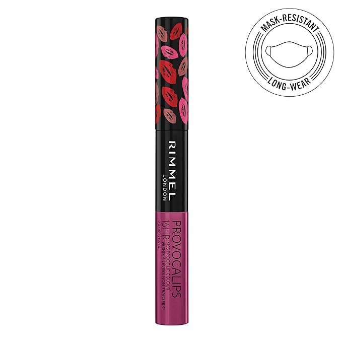 Rimmel London Provocalips 16hr Kiss-Proof Lip Color Bundle - 230 Kiss Fatal & 005 Just Teasing, 14 fl.oz. Each