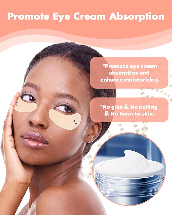 4 Pairs Reusable Under Eye Wrinkle Patches Silicone Mask, Plump Fine Lines & Wrinkles, with Metal Eye Cream Applicator, Tin Case, Cream