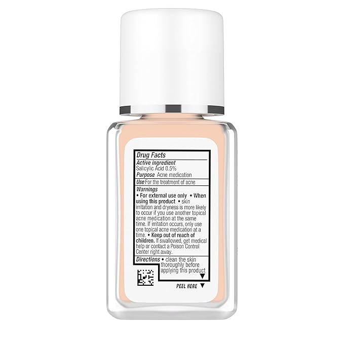 Neutrogena SkinClearing Oil-Free Acne and Blemish Fighting Liquid Foundation with Salicylic Acid Acne Medicine, Shine Controlling, for Acne Prone Skin, 80 Medium Beige, 1 fl. oz