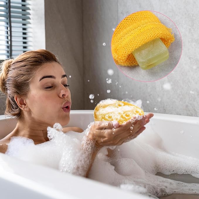 6 Pack Soap Bags for Soap Bars, Reusable Mesh Soap Saver Bag Hangable Bar Soap Pouch Exfoliating Soap Bag Mesh Bar Soap Loofah Holder Pouch Bubble Foam Net Shower Body Facial Cleaning