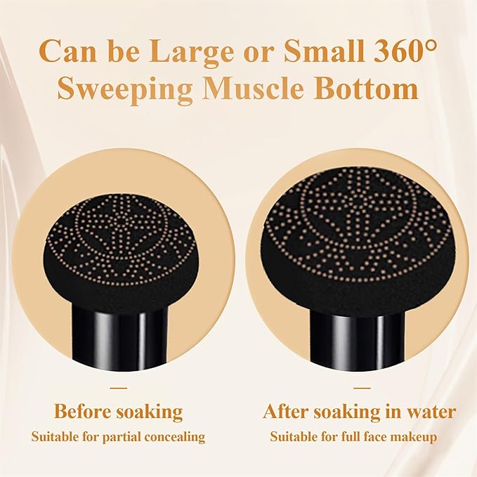 Mushroom Head Air Cushion CC Cream - New Upgraded BB Cream Face Makeup Foundation for Mature Skin Moisturizing Concealer Brighten Long-Lasting, Gold Packaging (Natural, 3.21 Ounce (Pack of 1))