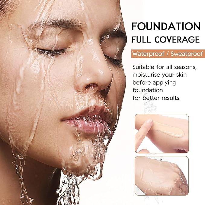 Matte Oil Control Concealer Foundation 2PCS, Flawless Soft Long Lasting Foundation Makeup,Waterproof Full Coverage Face Makeup Strong Concealer Foundation for Oily Acne Skin (2PC 103, 60ml)