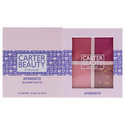 Carter Beauty By Marissa Carter Blusher Palette - Highly Pigmented - 3 Matte Shades And 1 Shimmer - Flush Of Natural Colour To The Complexion - Cool-Toned Palette - Aphrodite - 0.48 Oz