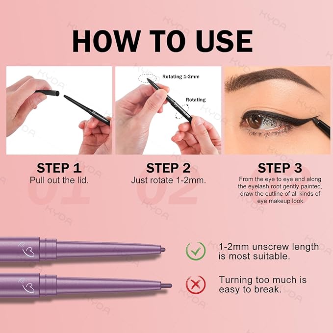 KYDA 2 Pcs Light Brown Gel Eyeliner, Super Soft and Smooth Glide Eyeliner Pencil, High Pigment Buildable Formula, Waterproof