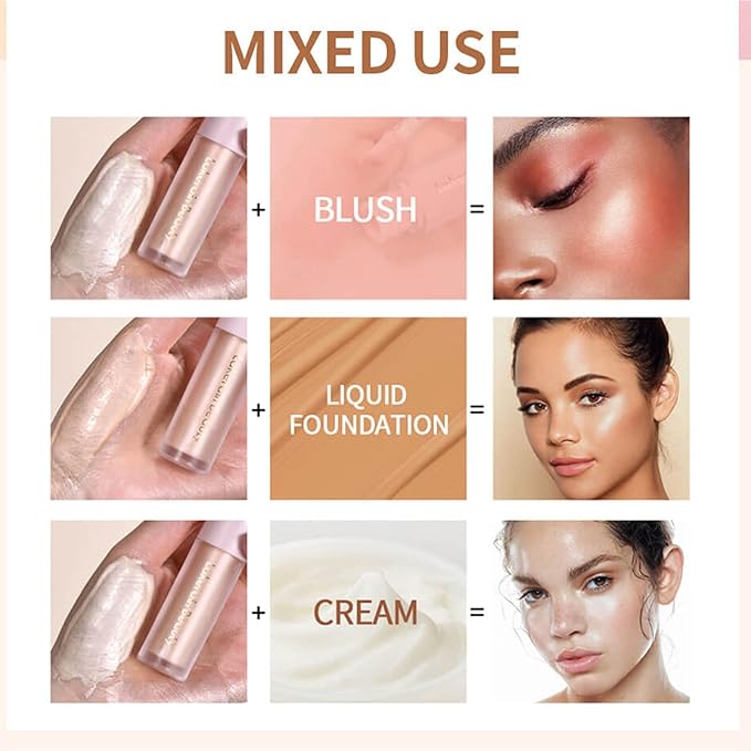 MEICOLY Light Liquid Highlighter,Long Lasting Liquid Luminizer Shimmer Stick,Waterproof Smooth Highlight Face Illuminator,Silky Natural Glow Makeup Sparkly Highlighters for Face,03 Enchant