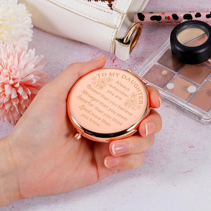 Back to School Gifts for Girls Birthday Gifts for Daughter from Mom Dad Inspirational Compact Mirror First Day of School 2025 Graduation Gift for Her Teens First Communion Confirmation Baptism