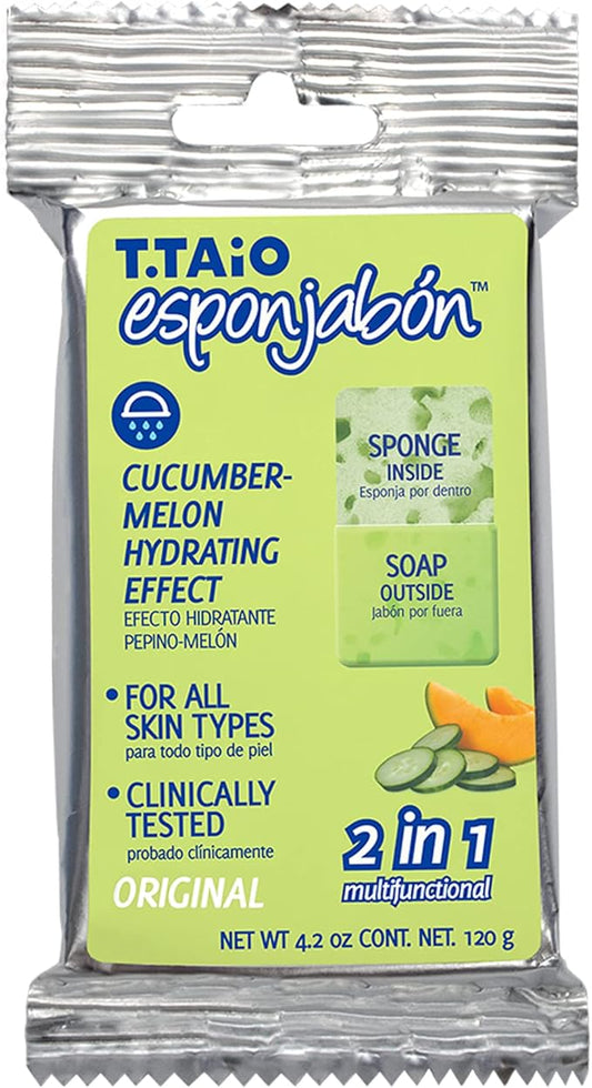 Esponjabon Cucumber Melon, Hydrating Effect, Sponge Inside, Soap Outside, Multifunctional