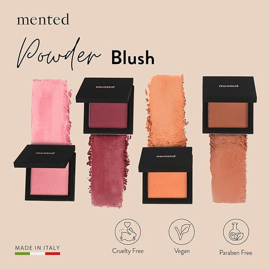 Mented Cosmetics Made in Italy, Cruelty Free Makeup, Vegan, Paraben Free, Shimmer Cheek Blush Palette for Face, Powder Face Blush for Women with Vitamin E, 0.2oz/7g, Berried Away