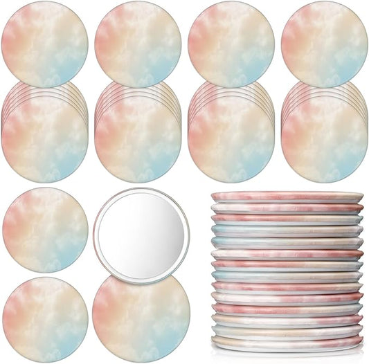 30 Pcs Small Round Mirrors Bulk Party Favors 2.75 Inch Pastel Compact Mirror Gifts for Women Birthday Appreciation Party Favors Portable Purse Mirrors Games Prizes