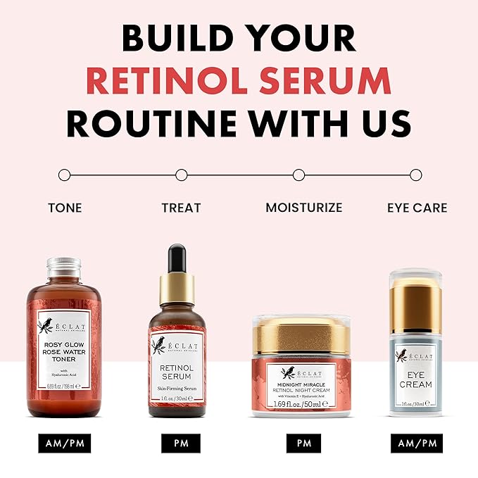 Eclat Skincare Renewing Retinol Serum for Face - Anti Aging Serum with Hyaluronic Acid & Aloe Vera – Hydrates and Improves Fine Lines, Wrinkles, & Dark Spots - Stocking Stuffers for Women 1 Fl Oz