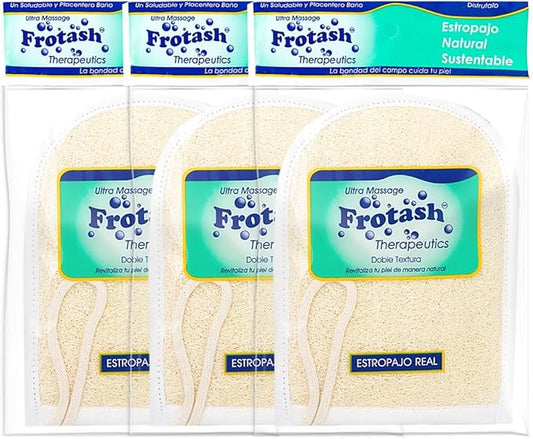 Premium Eco-Friendly Loofah Bath Shower Sponge Glove for Daily Cleansing, Exfoliating & Massage | 100% Natural Handmade Luffa Body Scrubber | Double-Sided Mitt for varied Exfoliation | 3 Count