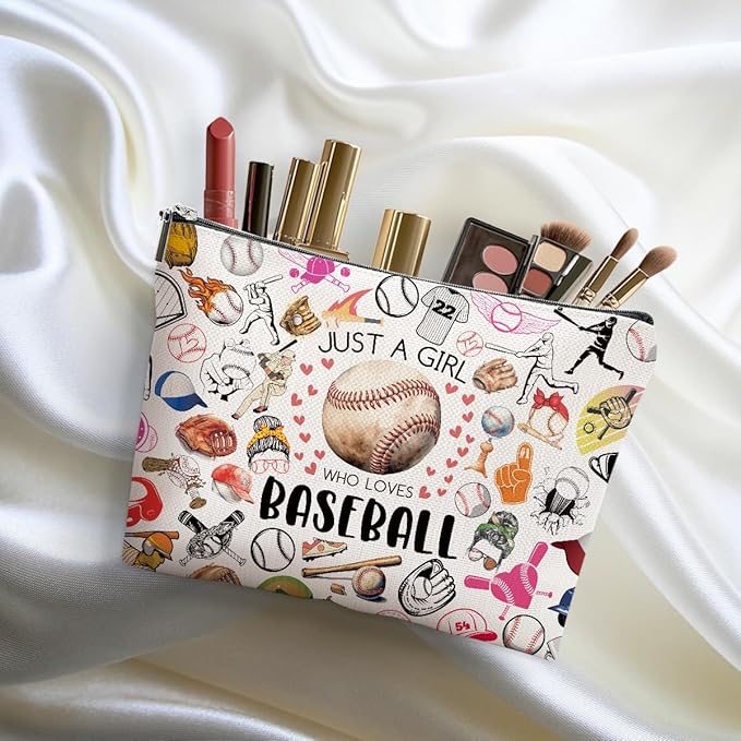 4pcs Baseball Gifts Makeup Bag, Baseballs Coach Cosmetic Bag Christmas Birthday Gifts for Women Female Coach Girls Sister BFF, Baseball Stuff Sports Lover Gift Travel Toiletry Bags