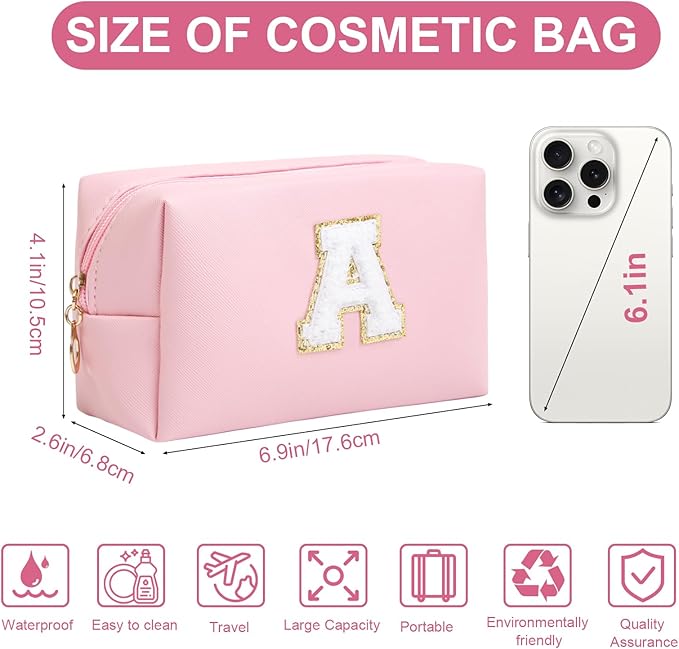 Birthday Gifts for Women Her,Travel Cute Makeup Bag,Large Capacity Cosmetic Bags for Women Makeup Pouch PU Leather Waterproof Cosmetic Bag (A, Pink)