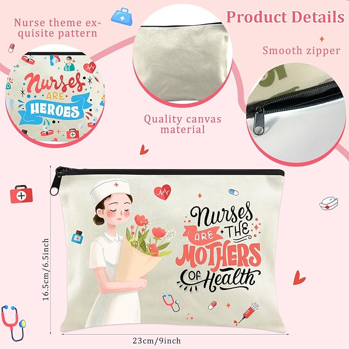 30 Pack Nurse Makeup Bags Nurse Cosmetic Bags Bulk Nurse Gift Survival Kit Funny Nursing Travel Toiletry Makeup Bag Nurse Appreciation Gifts for Women Men Thank You Nurse Appreciation Week Gift