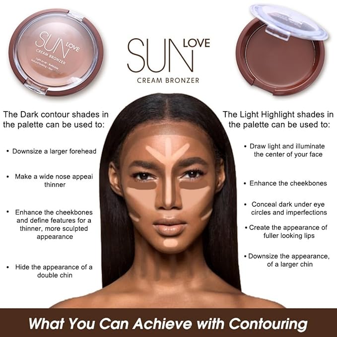 MAEPEOR Matte Cream Bronzer 6 Colors Face Sculpting Contour Bronzers Palette Long Lasting SweatProof Face Bronzer (03 Sunset)