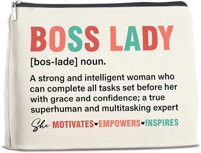 Boss Lady Gifts for Women - Female Boss Lady Makeup Bag with Zipper Closure