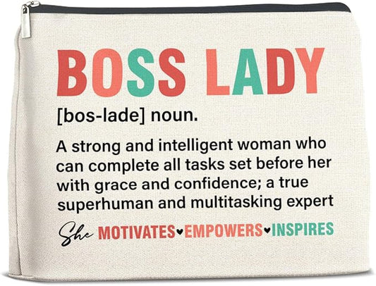Boss Lady Gifts for Women - Female Boss Lady Makeup Bag with Zipper Closure