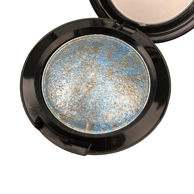 Mallofusa Single Color Baked Eye Shadow Palette Glitter Powder in Shimmer 15 Metallic Colors Optional (Ice Blue)