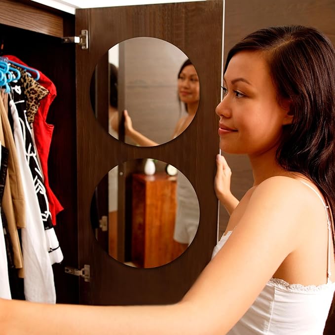 Blulu 2 Pcs Magnetic Locker Mirror Small Real Glass School Rectangular Locker Magnetic Makeup Mirror for Bathroom Household Refrigerator Cabinet(10 Inches)