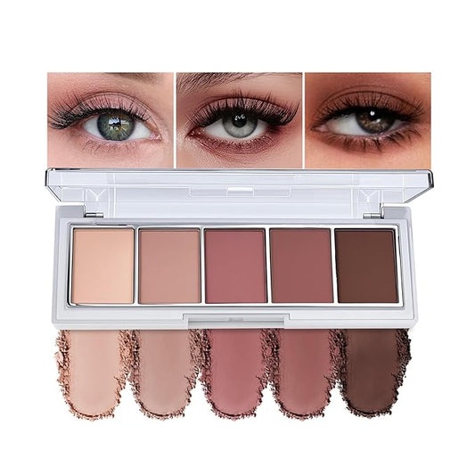 5 Colors Mini Neutral Naked Eyeshadow Palette for Brown Eyes,Nude Brown & Taupe Natural Eye Shadow Palette Makeup,Velvety Matte Finish,Travel Size,Highly Pigmented Long Lasting Waterproof.(04#)