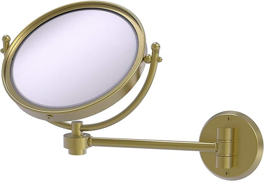 Allied Brass WM-5/4X 8 Inch Wall Mounted 4X Magnification Make-Up Mirror, Satin Brass