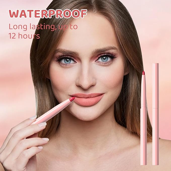6 Color Lip Liner Set, Matte Finish, Velvet Hyperpigment Lip Liner Pencil, Used to Shape and Sculpt Lips, Long-Lasting Waterproof Daily Makeup Lip Liners (Set A)