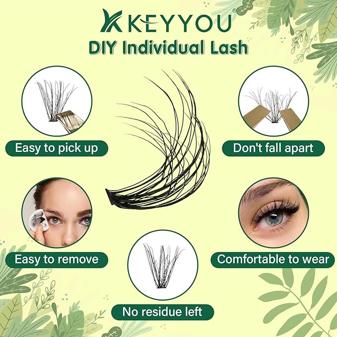 Lash Clusters 3D Effect Individual Lashes KEYYOU 300pcs 30D D Curl 10-18MIX Eyelash Clusters Wispy Lashes Fluffy Cluster Lashes Natural Soft DIY Lash Extension(3D-30D40D-10-18MIX)