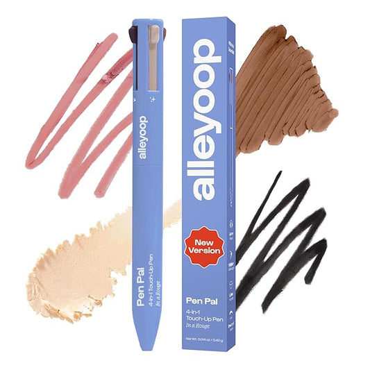 Alleyoop Pen Pal 4-in-1 Makeup Pen – Comes with Eyeliner, Lip Liner, Highlighter Makeup & Eyebrow Pencils for Women – Portable, Touch-Up On the Go – Cruelty-Free, Vegan (In A Rouge (Light))