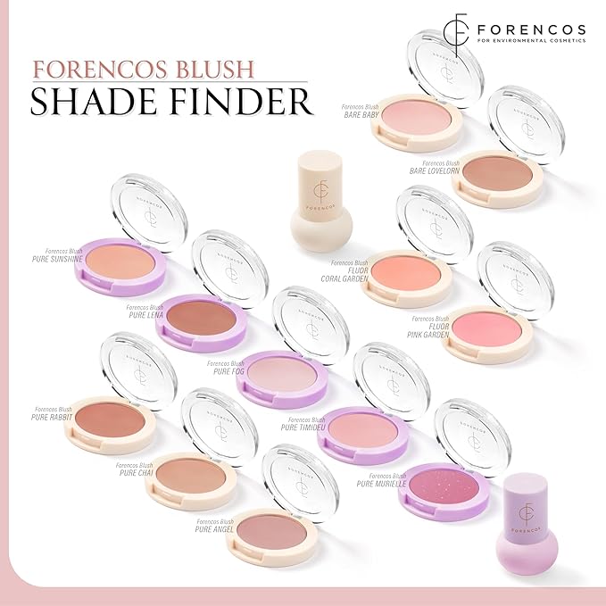 FORENCOS Matte Blush Set (Puff Included), Long Lasting Korean Blush Power, Zero Sebum Shine, Flawless Finish, Easy Blending, Lightweight & No Cakey Residue (PURE FOG)