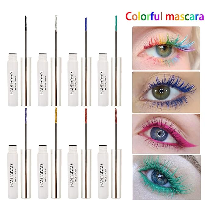 BONNIE CHOICE 9 Colors Colored Mascara Set for Eyelashes, Red Pink Purple Blue White Black Rainbow Colorful Mascara Waterproof Charming Long Lasting Voluminous Eye Makeup Mother's Day Gifts for Women