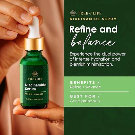 Tree of Life Beauty Niacinamide Vitamin B3 Serum, Hydrating Face Oil for Dark and Age Spots, Tightens Pores, Facial Serums for Sensitive Skin with Hyaluronic Acid and Vitamin E, 2 Fl Oz (Pack of 2)