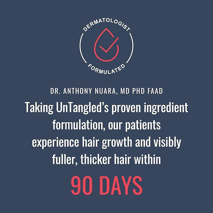 UnTangled Hair Vitamins (60-day supply) - Collagen & Biotin Supplement for Women & Men, Visibly Thicker, Faster Hair Growth