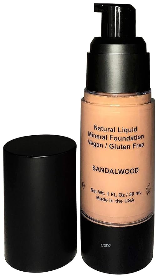 Mom's Secret 100% Natural Liquid Foundation, Organic, Vegan, Aloe Based, Natural Sun Protection, Gluten Free, Cruelty Free, Made in the USA, 1FL Oz. (Sandalwood)
